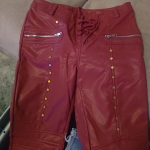 Faux lined leather leggings